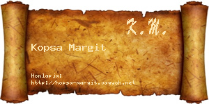 Kopsa Margit névjegykártya